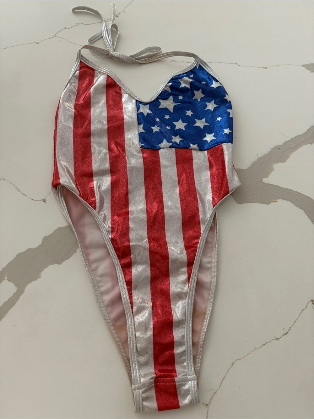 Stars & Stripes High-Cut One-Piece Swimsuit in Red, White & Blue